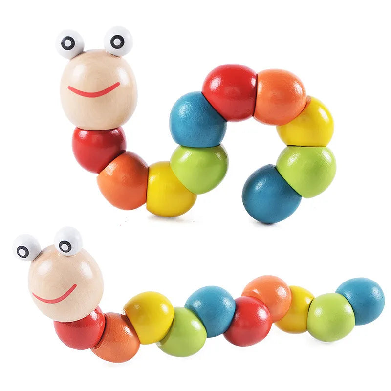 Colorful Wooden Worm Puzzles Kids Learning Educational Didactic Baby Toys Fingers Game for Children Montessori Gift Insect Toy