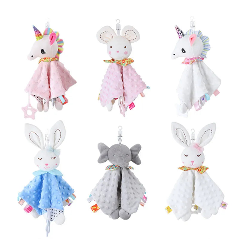 Newborn Baby Shower Gift Comfortable Bunny Soothe Appease Towel Plush Stuffed Baby Toys Security Tag Cute Stuffed Animal Blanket