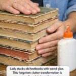 Lady layers Dollar Store placemats in a frame. This keeps showing up everywhere