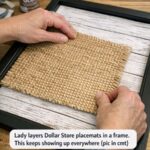 Lady stacks old textbooks with wood glue. This forgotten clutter transformation is everywhere