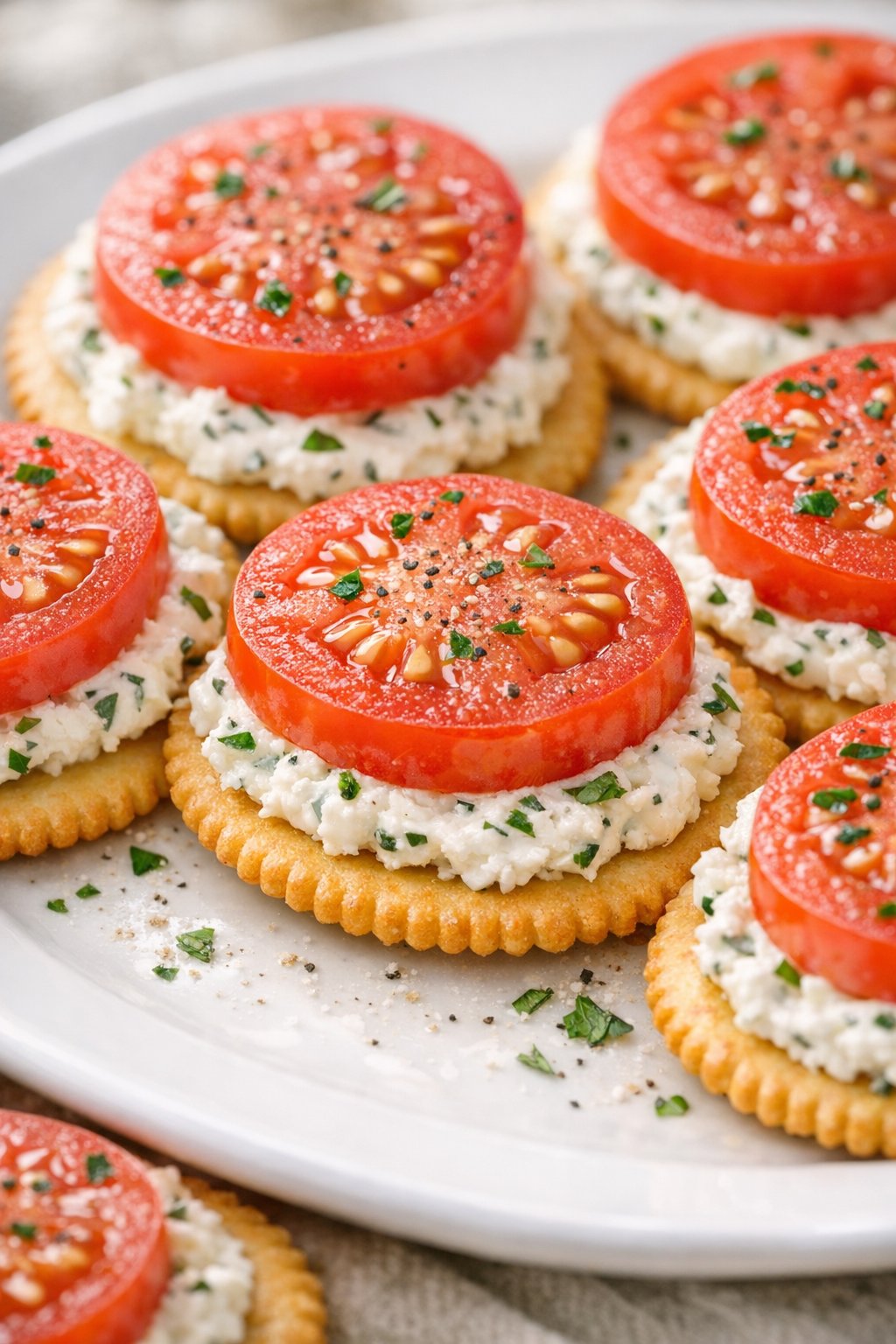 Tomato bites made with herbed cream cheese
